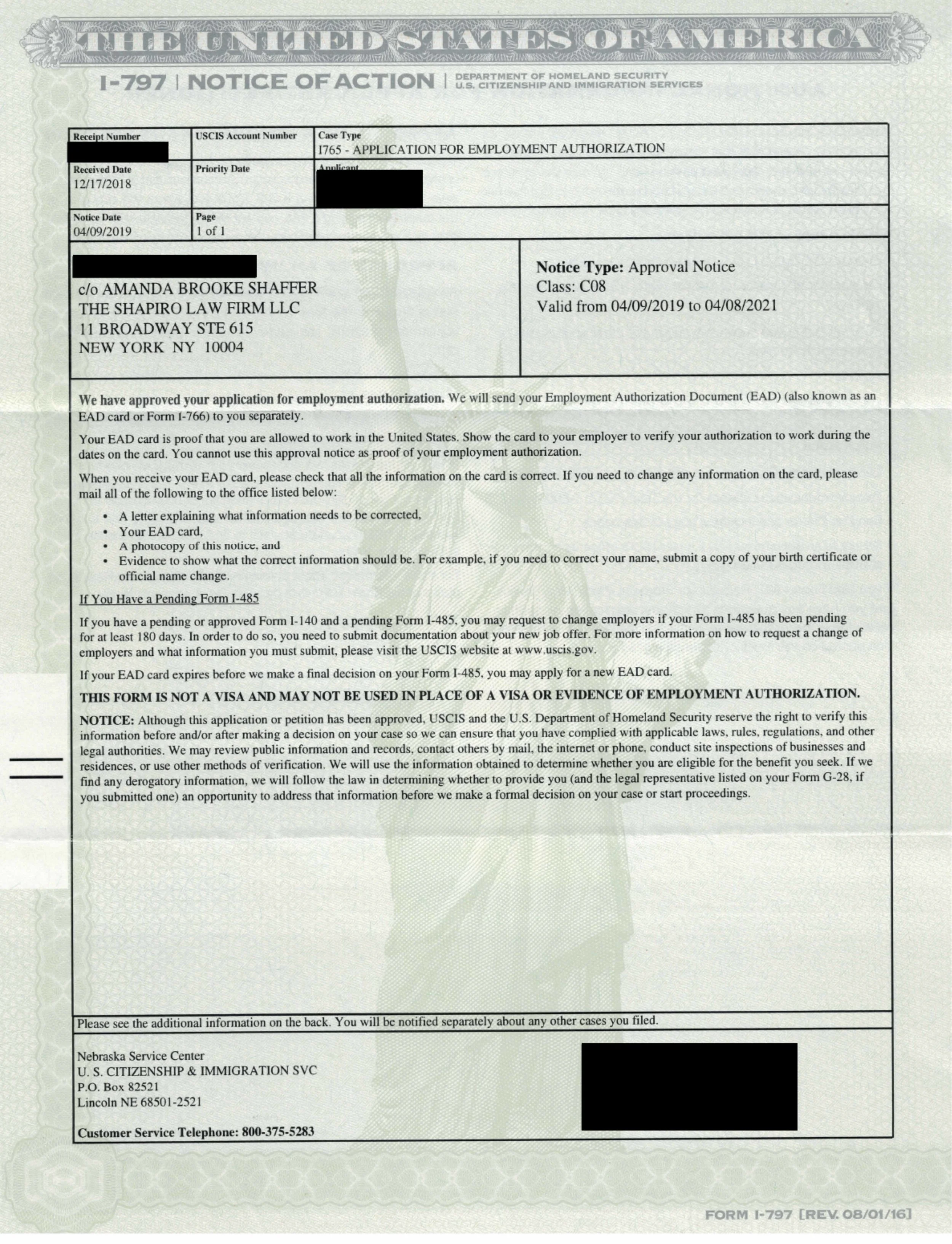 Form i-797c